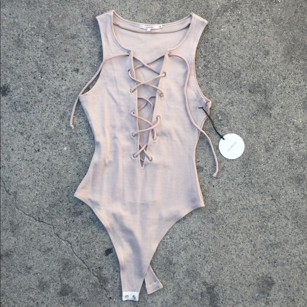 Tularosa tie-up bodysuit In cream